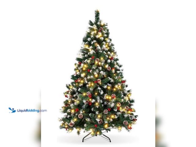 Lot 49-1546236 - GIKPAL 6ft Pre-lit Artificial Christmas Tree w/800 Tips, Hinged Xmas Tree with 250 LED Lights, 54 Pi...