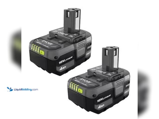 Lot 49-1577180 - RYOBI ONE+ 18V Lithium-Ion 4.0 Ah Battery (2-Pack), Model # PBP2005, New.   Ref#AHDSB0205