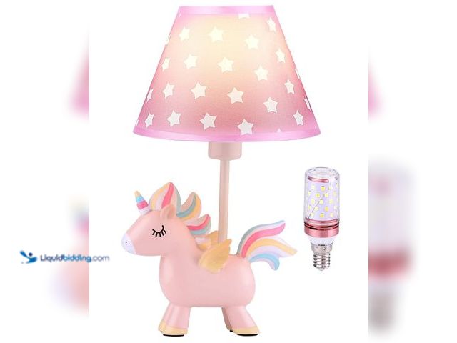 Lot 49-5406891 - JYPS Unicorn Lamp, Modern Pink-Star LED Desk Lamp for Girls Bedroom, 3-Color Mode, Fade Resistant Fa...