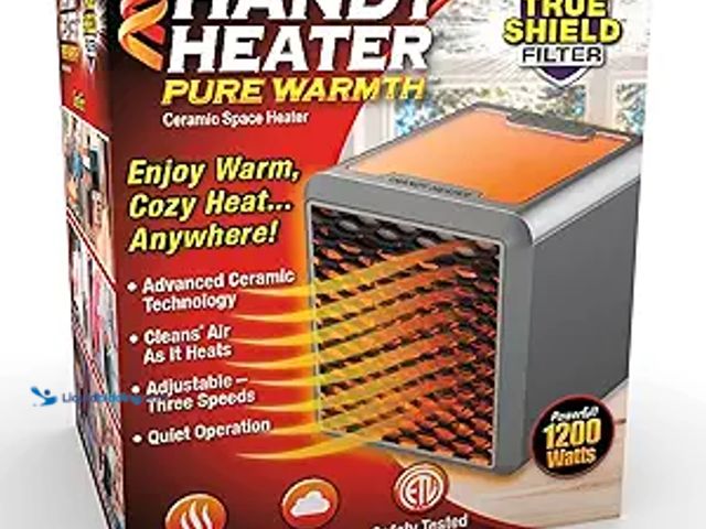 Lot 49-3708063 - Handy Heater Pure Warmth Space Heater, 1200W Personal Ceramic Space Heater with Adjustable Heat - Po...