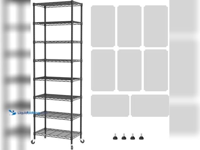 Lot 49-5544415 - SINGAYE 8 Tier Shelf Organizer Storage Metal Shelves Garage Wire Shelving Unit Pantry Rack Adjustabl...