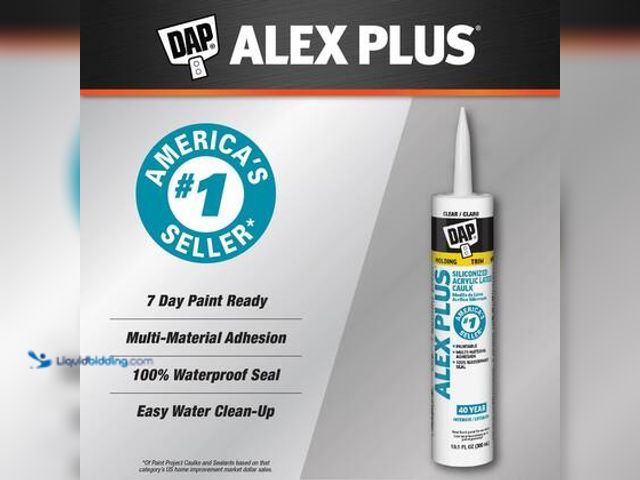 Lot 49-5544652 - QTY 8 - DAP ALEX PLUS 10.1 oz. Clear Acrylic Latex Caulk Plus Silicone. Model # 18072. Unused