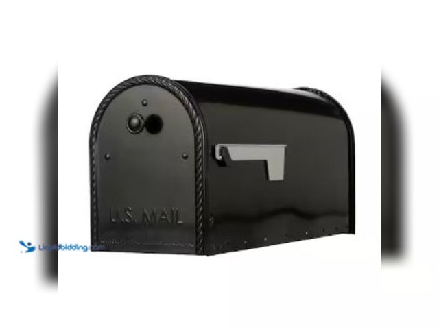 Lot 49-2025294 - Architectural Mailboxes Edwards Black, Large, Steel, Post Mount Mailbox, Model # EM160BAM, MSRP $49....