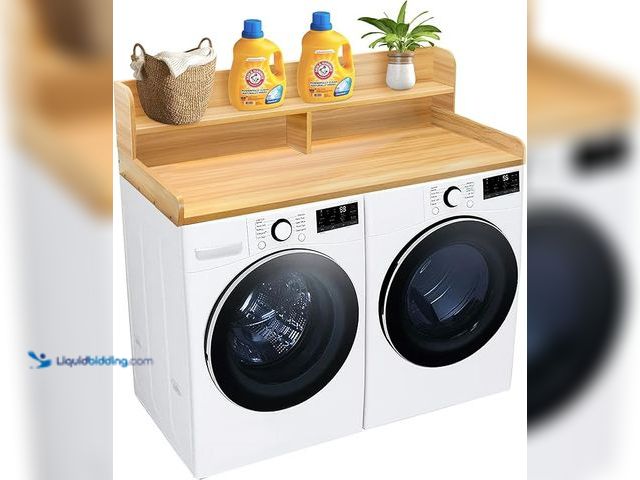 Lot 49-3472050 - Royxen Laundry Countertop with 2-Tier Shelf Universal Fit, Washer and Dryer Countertop with Storage ...