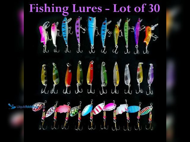 Lot 49-5492872 - Lot of 30 Crankbait Fishing Lures including 10 Lures, 10 Spoons and 10 Spinners - NEW - The set incl...