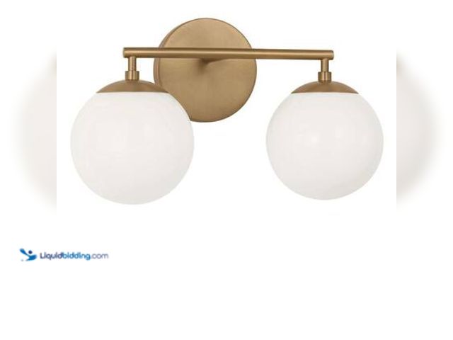 Lot 49-5572121 - Generation Lighting Nube 14.63 in. W 2-Light Satin Brass Modern Bathroom Vanity Light with Milk Glas...