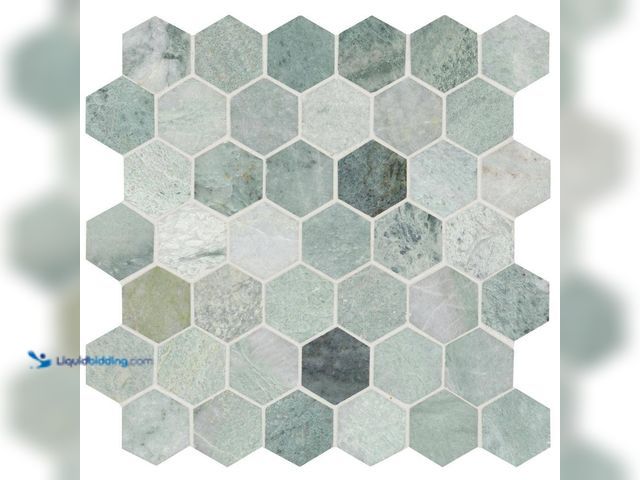 Lot 49-5574072 - Approx 25 sq.ft.  MSI
Icelandic Green 2 in. Hexagon 12 in. x 12 in. x 0.38 in. Polished Marble Mesh...