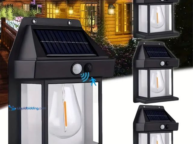 Lot 49-1814155 - New 2 pcs Solar Wall Lamp Outdoor, 3 Lighting Modes.