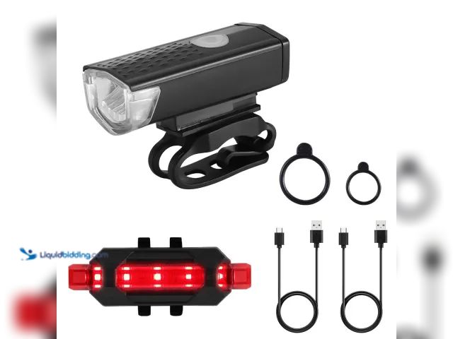 Lot 49-3481284 - USB Rechargeable LED Cycling Head Light/Tail Lamp Combo Pack with Red Tail Light - NEW - 2 light mod...
