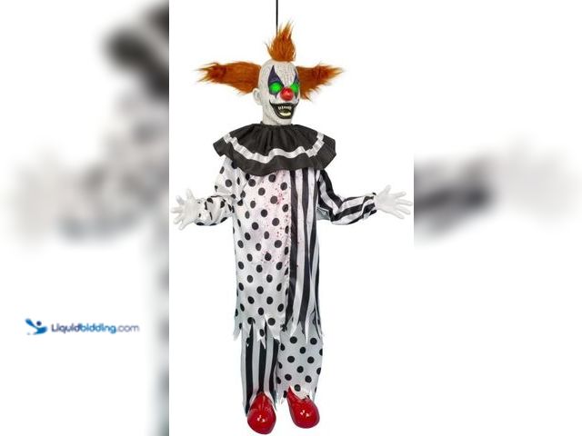 Lot 49-5437885 - Amscan Animatronic Motion Activated Hanging Shaking Clown Halloween Party Prop. [ Model: B0CMP85BJ1]...