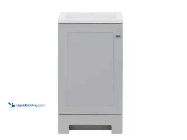 Lot 49-1566737 - Glacier Bay 19 in. Single Sink Pearl Gray Bath Vanity with White Cultured Marble Top (Assembled), Mo...