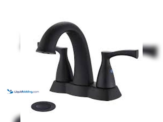 Lot 49-5415627 - Glacier Bay Calandine 4 in. Centerset 2-Handle Bathroom Faucet with Drain Kit Included in Matte Blac...