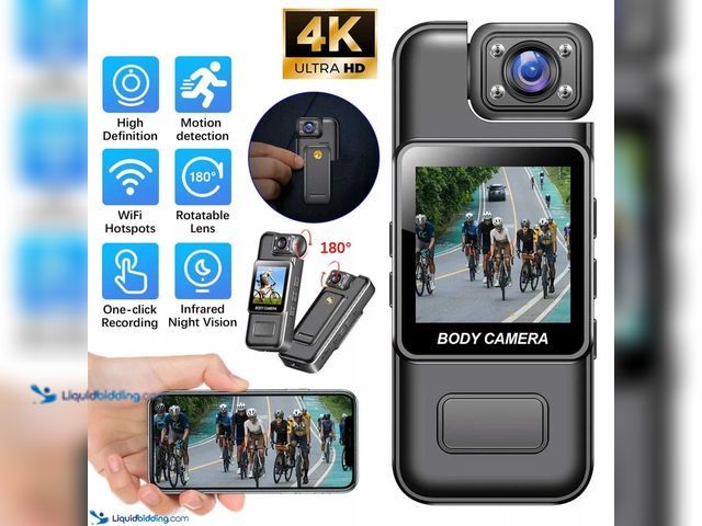 Lot 49-5388210 - Wi-Fi 4K Body Camera Audio/Video DVR with IR Night Vision - NEW - 4K HD video, helping you collect c...