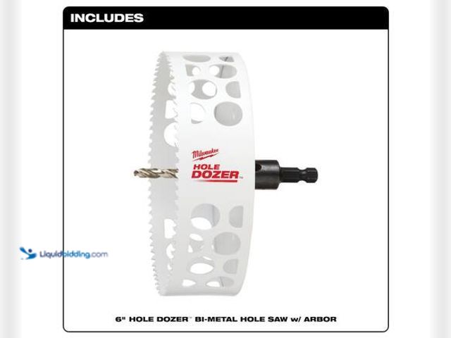 Lot 49-3565314 - Milwaukee 6 in. Hole Dozer Bi-Metal Hole Saw with 3/8 in. Arbor and Pilot Bit Model # 49-56-9698 use...
