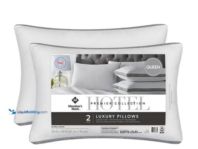 Lot 49-1623951 - Member's Mark 2-Pack Hotel Premier Collection Down Alternative Bed Pillows, Queen, Model # 136243057...