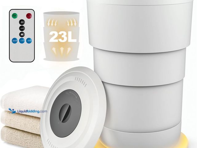 Lot 49-5475878 - Maraiss Towel Warmer Bucket, Foldable 23L Large Towel Warmer for Bathroom with Remote, Auto Shut Off...