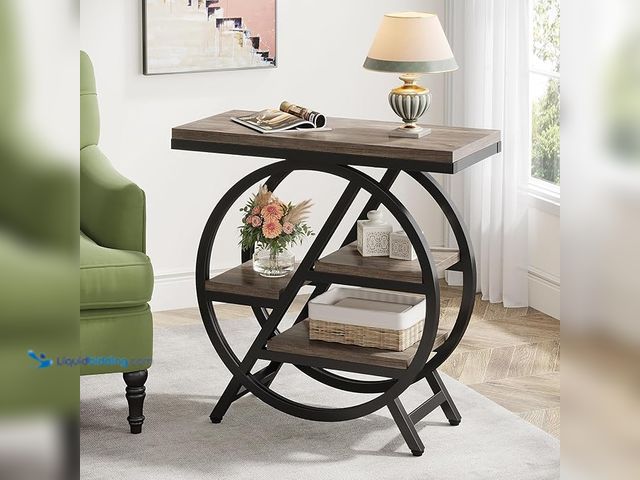Lot 49-1550379 - Tribesigns End Table for Living Room, 3-Tier Narrow Side Table with Storage, Wood Sofa Side Table wi...