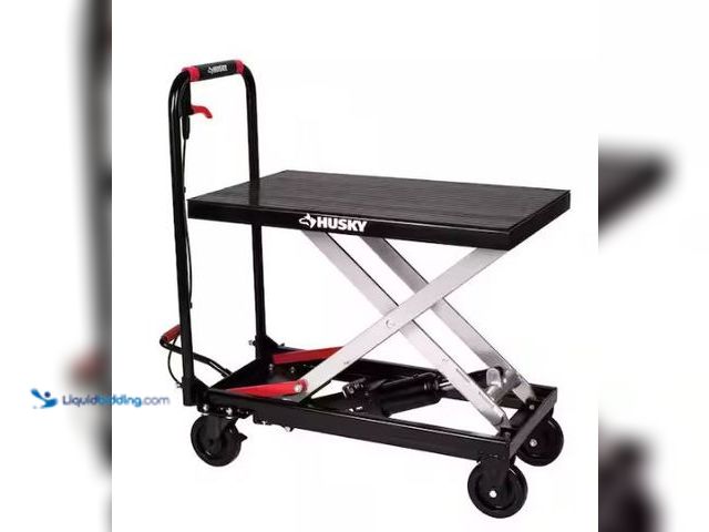 Lot 49-1577083 - Husky 500 lb. Hydraulic Lift Table, Model # HPL4005N-HV-TH, Slightly used.   Ref#HDPA0205