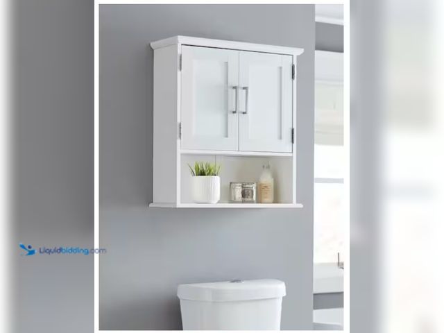 Lot 49-1628245 - Glacier Bay Shaker Style 23 in. W x 8.5 in. D x 26 in. H Bathroom Storage Wall Cabinet in White, Mod...
