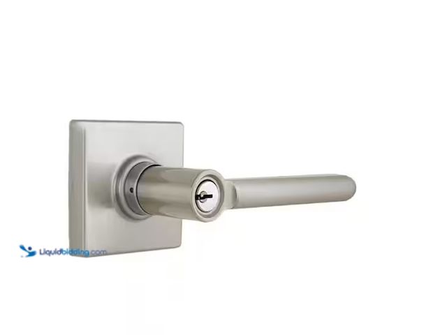 Lot 49-1566774 - lot of (2) Defiant Tonebridge Satin Nickel Keyed Entry Door Handle with Square Rose, Model # 32LS3X2...