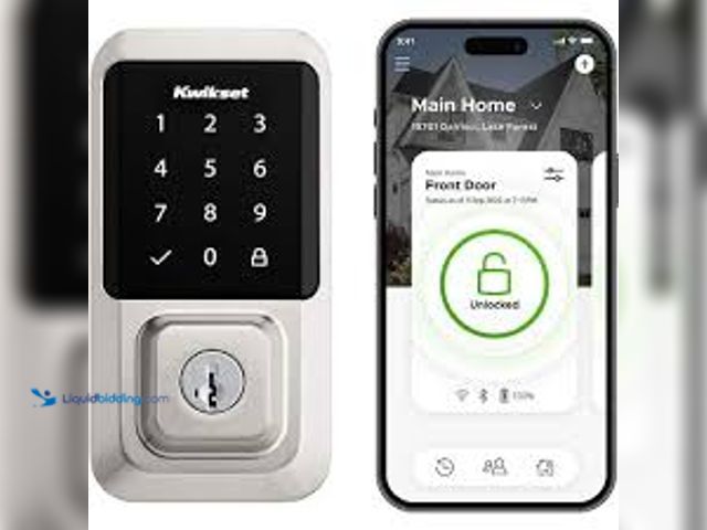 Lot 49-5458908 - Kwikset HALO Satin Nickel Keypad WiFi Electronic Single-Cylinder Smart Lock Deadbolt featuring Smart...