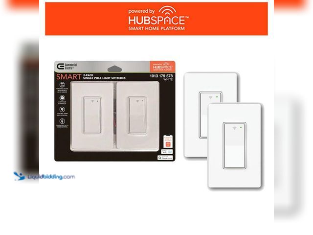 Lot 49-5552568 - QTY 2 - Commercial Electric
15 Amp Single-Pole White Smart Rocker Light Switch with Wi-Fi and Bluet...