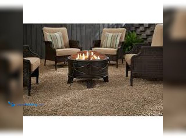 Lot 49-5488525 - Hampton Bay Quadripod 28.20 in. W Antique Bronze Steel Wood Outdoor Fire Pit. Model # FT-51161. Unus...