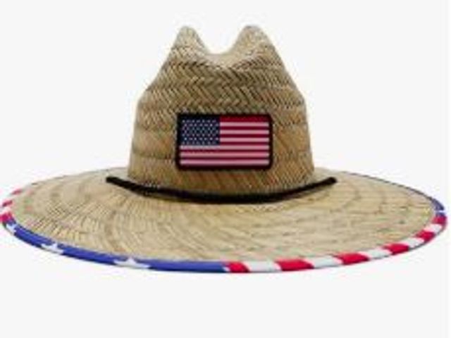 Lot 49-5441261 - Qty 2. USA Printed Pattern Straw Sun Hat. Model #B0CCGZSN23. Unused.