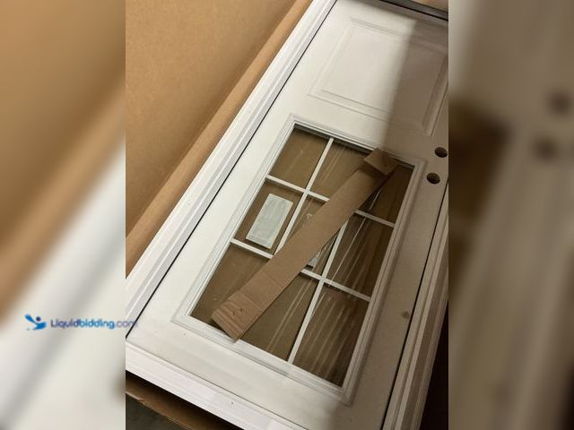 Lot 49-5463832 - 80" White Door W/ Glass (frame broken) (small crack) (parts and repair)