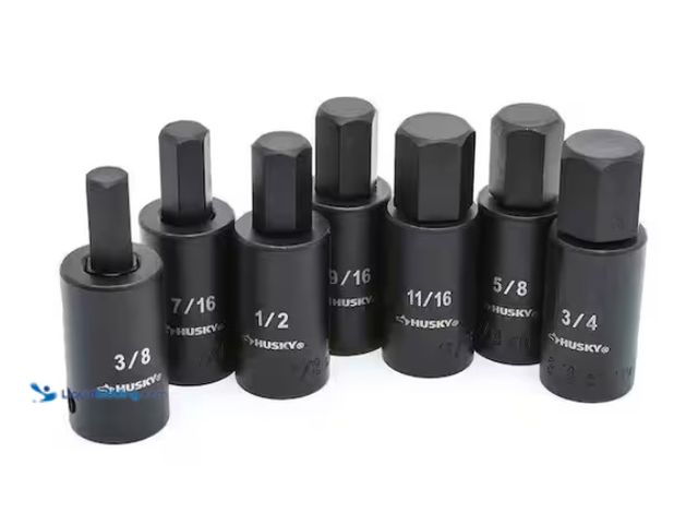 Lot 49-1578333 - (7-Piece) Husky 1/2 in. Drive Hex Bit Impact Socket Set SAE, Model # H2DSAEHBI7PC, Unused.   Ref#HDS...