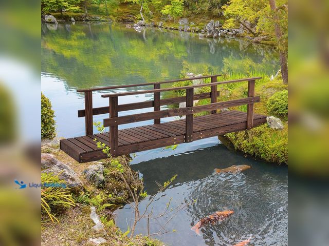Lot 49-3616821 - Outsunny 7-Ft Wooden Garden Bridge with Safety Rails - Unused (Model # 844-763V00TN)  Ref#PA0716