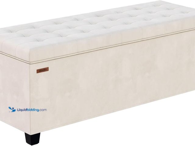 Lot 49-5553650 - ABHENG Velvet Storage ottoman bench with legs,43.5”W x 15.7”D x 15.7”H,metal frame end of bed bench ...