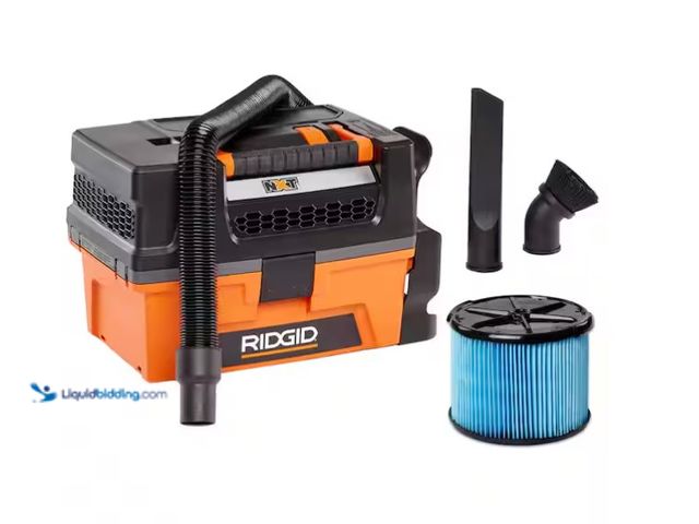 Lot 49-3431807 - RIDGID 3 Gal. 5.0 Peak HP NXT Shop Vacuum Wet Dry Vac with Fine Dust Filter, Expandable Hose and Acc...