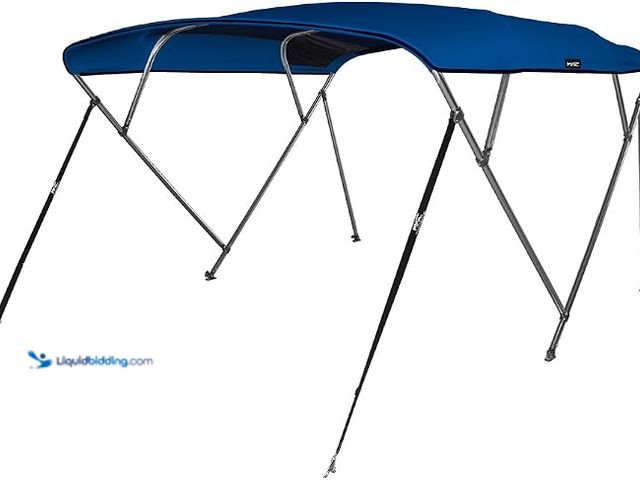 Lot 49-1630741 - MSC 4 Bow Bimini Top Boat Cover, Waterproof Solution Dyed Polyester Made,2 Support Poles& 4 Adjustab...
