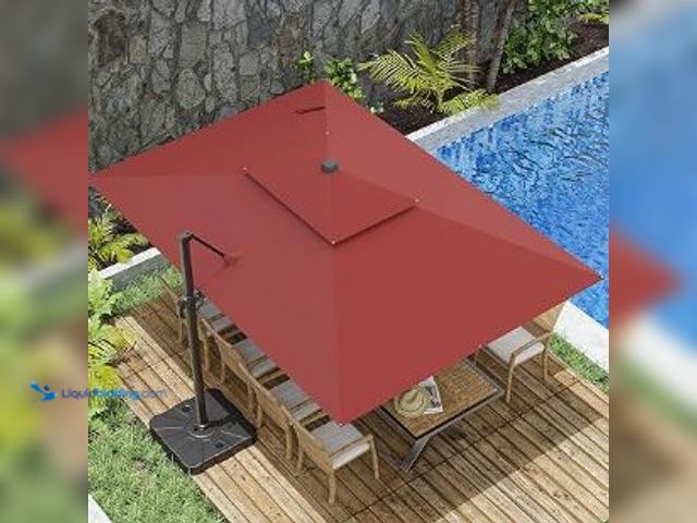 Lot 49-3464350 - 10x13FT Cantilever Outdoor Patio Umbrellas, Double Top Large Rectangle Umbrella, Heavy Duty 360° Rot...