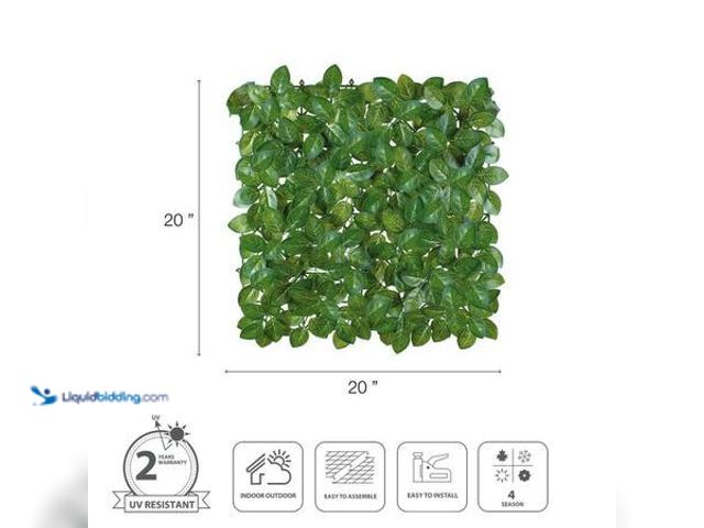 Lot 49-5554095 - Vigoro 2 in. Green Artificial Chestnut 20 in. x 20 in. Privacy Foliage Panel (2-Peices) Model # MHD2...