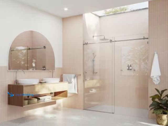 Lot 49-1516904 - Glass Warehouse 68 in. - 72 in. x 78 in. Frameless Sliding Shower Door in Chrome with Handle, model ...