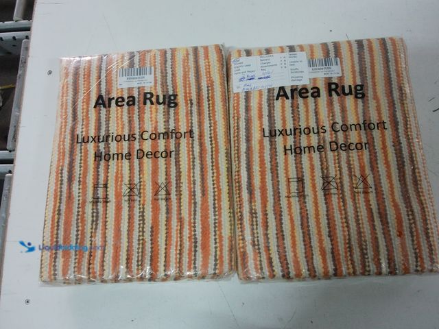 Lot 49-1570286 - Lot of (2) OJIA 2 ft. x 3 ft. Woven Abstract Rag Rugs, Orange/Cream/Brown, New.   Ref#AMABLUE0114