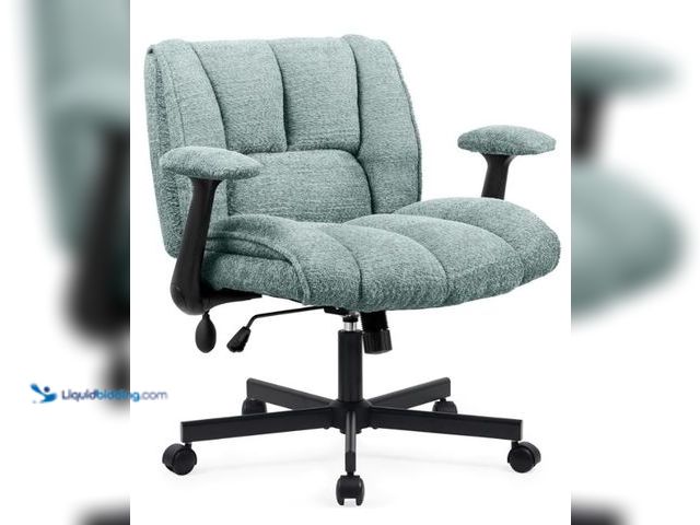 Lot 49-1553951 - Criss Cross Legged Office Chair with Flip-Up Arms and Wheels, Wide Seat Desk Chair with Built-In Dyn...