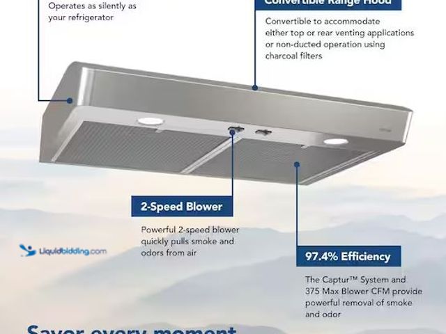 Lot 49-3536706 - Broan-NuTone
Mantra AVSC1 Series 30 in. 375 CFM Max Blower Convertible Under Cabinet Range Hood in ...
