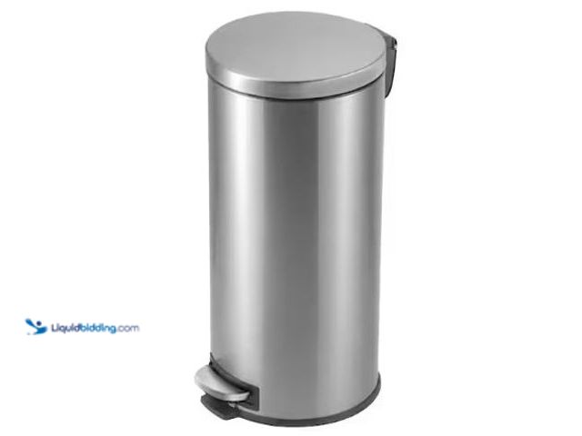 Lot 49-3631092 - StyleWell 8 Gal. Stainless Steel Round Step-On Trash Can, Model # STY-SOT-30-1, Slightly used, Scuff...