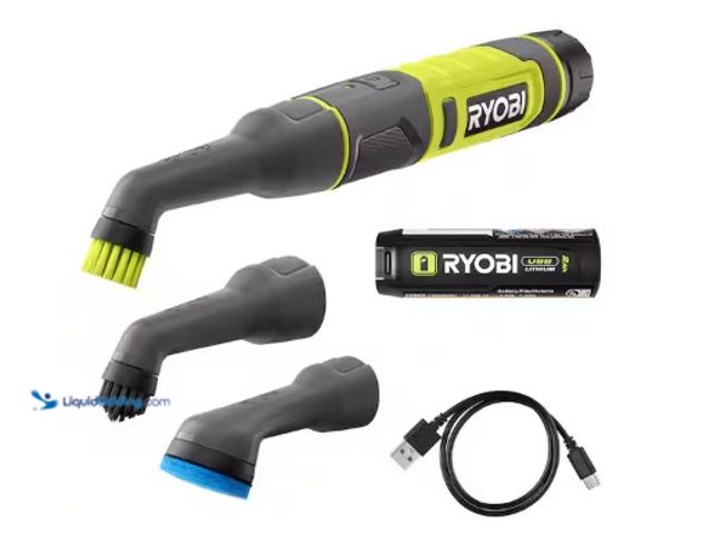Lot 49-2004403 - RYOBI USB Lithium Cordless Compact Detail Scrubber Kit w/ 2Ah Battery, Charging Cable & (3) Head Att...