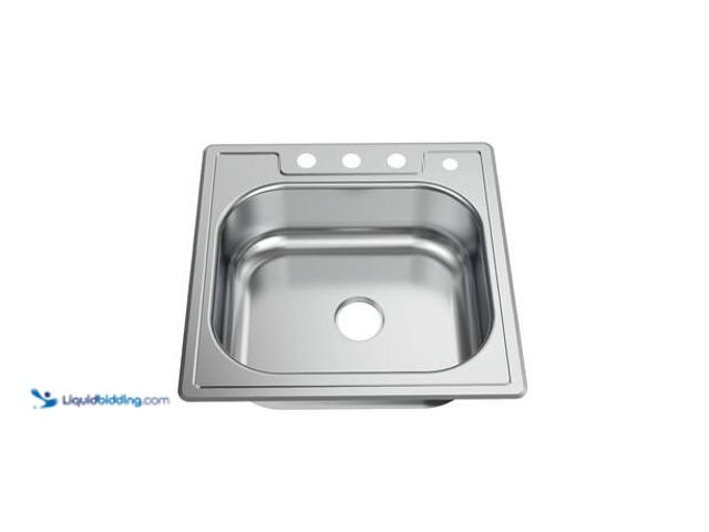 Lot 49-5548763 - Glacier Bay 25 in. Drop-in Single Bowl 22 Gauge Stainless Steel Kitchen Sink Model # VT2522A16 UNUSE...