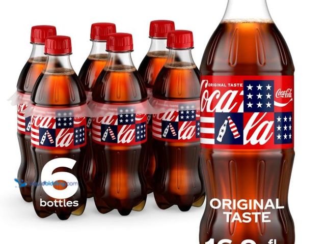 Lot 49-5545763 - Coca-Cola Soda Soft Drink Bottles, 16.9 fl oz, 6 Pack, Unused, Expired Oct 2025