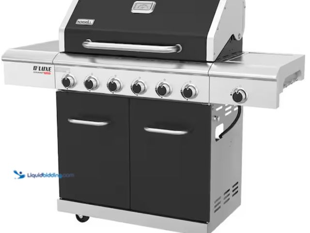 Lot 49-3614029 - Nexgrill Deluxe 6-Burner Dual Fuel Gas Grill with Gourmet Plus Griddle Insert and Side Burner in Bla...