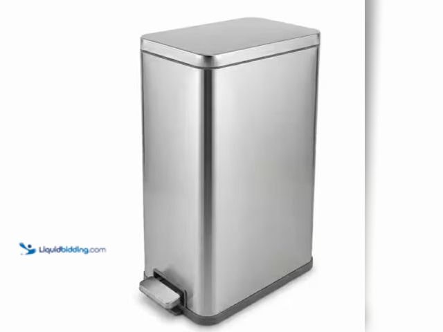 Lot 49-2025319 - HDX 10 Gal. Stainless Steel Slim Compact Step-On Indoor Trash Can with Lid, Model # Prime-HD400001, ...