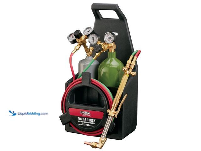 Lot 49-1627577 - Lincoln Electric Port-a-Torch Kit with Oxygen & Acetylene Tanks Included Model #KH990, Slightly Used...