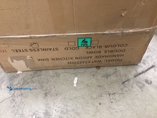 Lot 49-5486997 - Handmade Apron Kitchen Sink Model:WBTX33221OD Item is used with hardware, dents on sides, scuffs