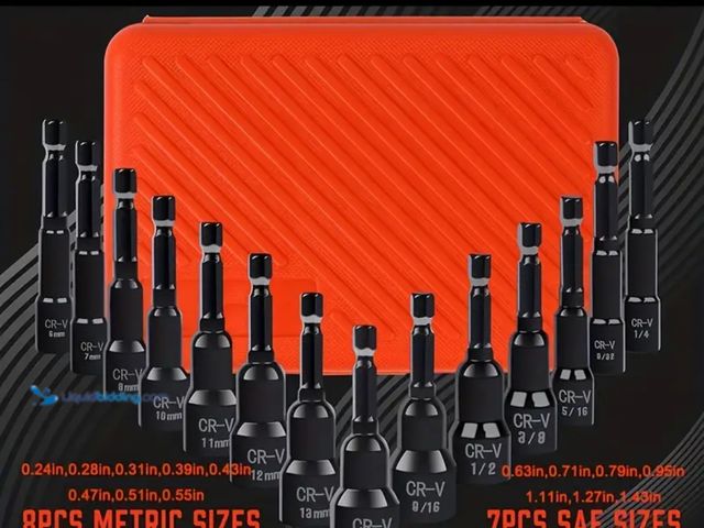Lot 49-1975725 - New [Magnetic Nut Driver] 15pcs Magnetic Nut Driver Set | 1/4" Hex Shank Impact Nut Driver Set | SAE...