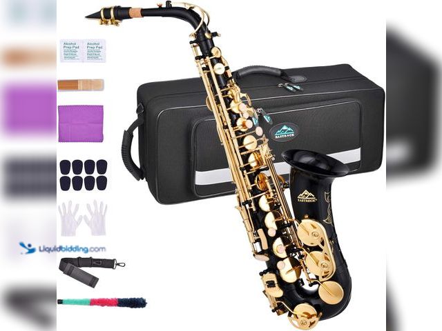 Lot 49-5410948 - EASTROCK Black/Golden Alto Saxophone E Flat Sax Full Kit for Students Beginner with Carrying Case.  ...